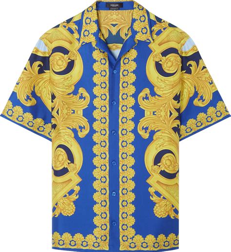 blue and gold versace shirt